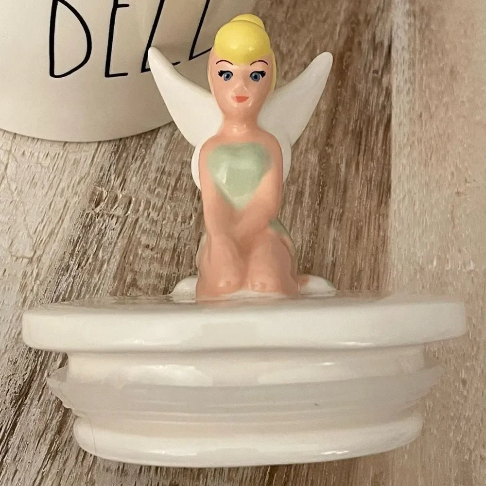 NWT Gorgeous 3D Rae Dunn Disney Canister White Ceramic Tinkerbell Tinker Bell